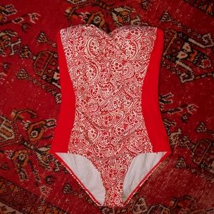 Boden One Piece Red Paisley Swimsuit US 6